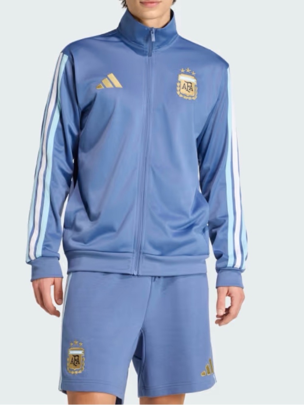 Adidas Argentina Men’s DNA Soccer Track Jacket Full Zip Blue Size 3XL New